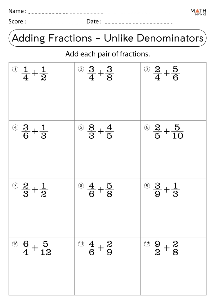 Adding Fractions Worksheets With Answer Key Worksheets Library