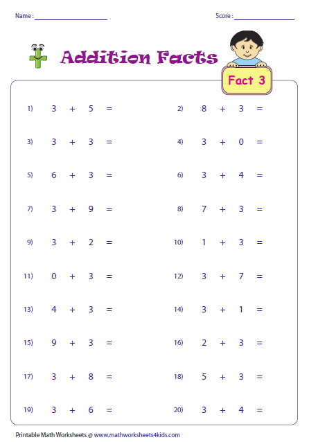 Addition Facts Worksheets