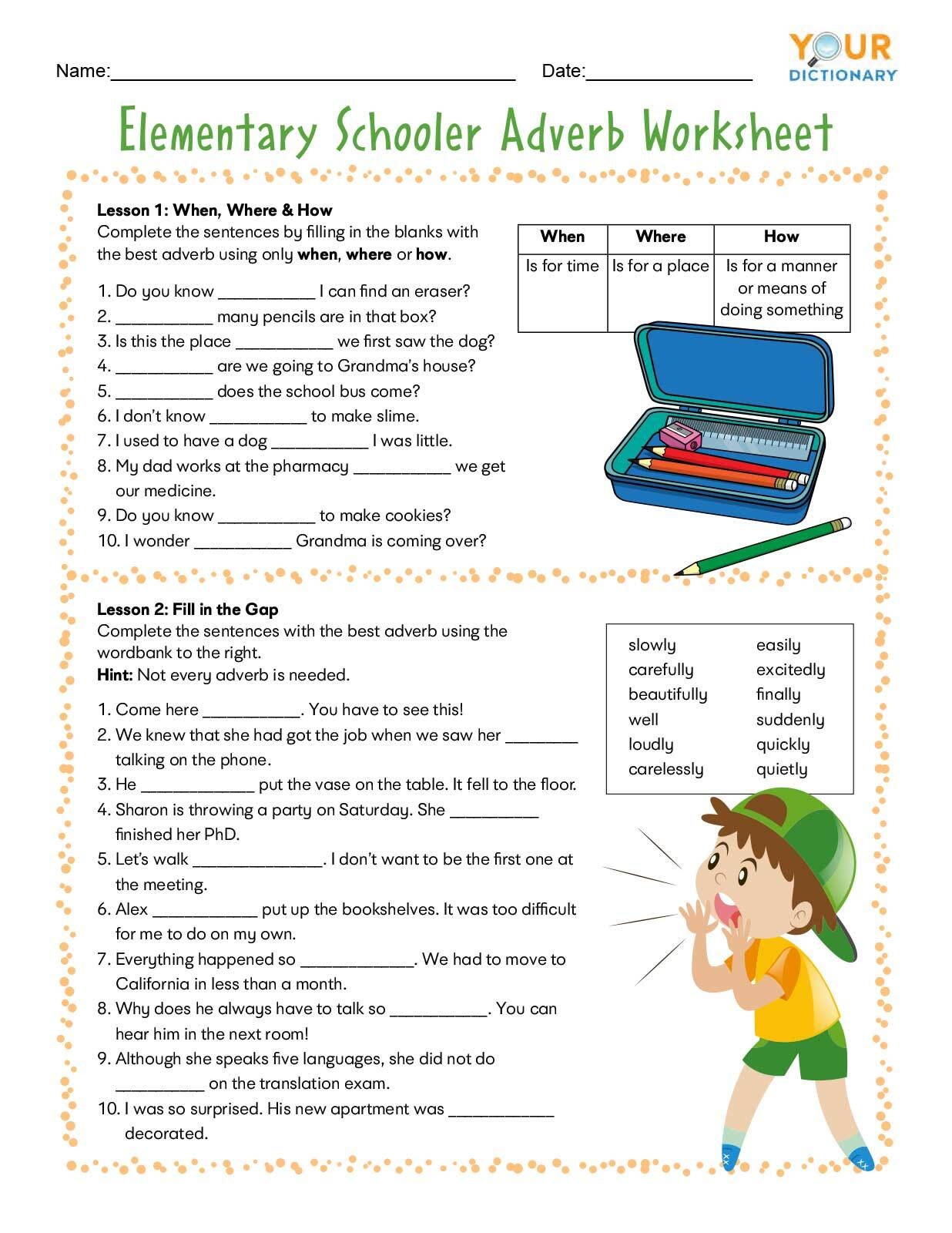 Adverb Worksheets For Elementary And Middle School