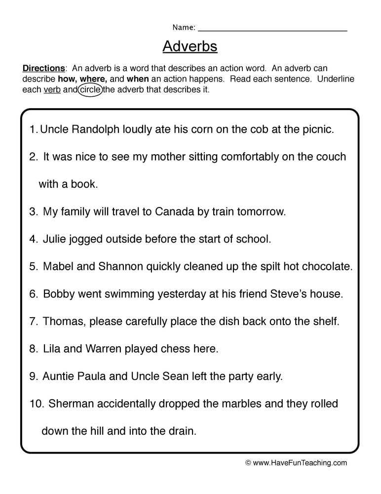 Adverb Worksheets Have Fun Teaching