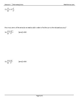 Alternating Series Worksheet By Math Fortress TPT