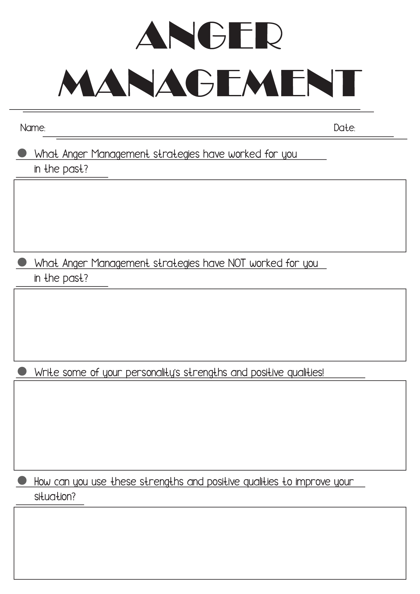 Anger Management Worksheets Adults Pdf