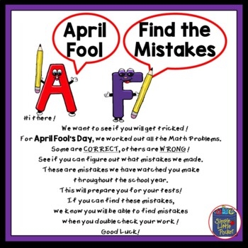 April Fool 39 s Day Math Activities 4th Grade Worksheets By Simple Little 