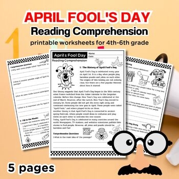 April Fool s Day Reading Comprehension Worksheet For 4th 6th Grade 