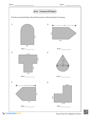 Area Of Compound Shapes Worksheets 2024