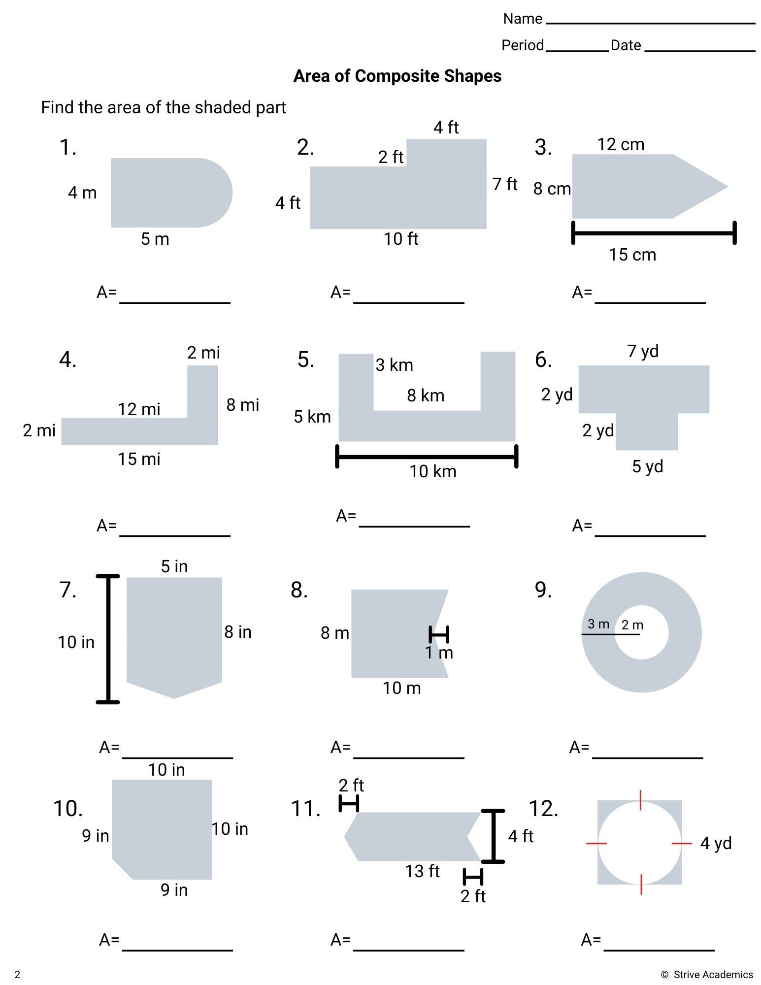 Area Of Figures Worksheets