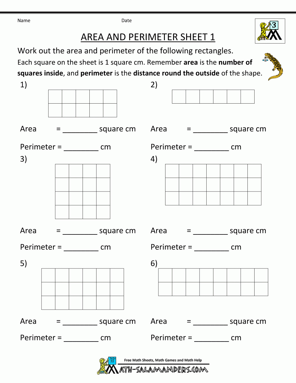 Area Worksheets