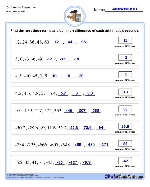 Arithmetic Sequence Worksheet Arithmetic Sequence Worksheets