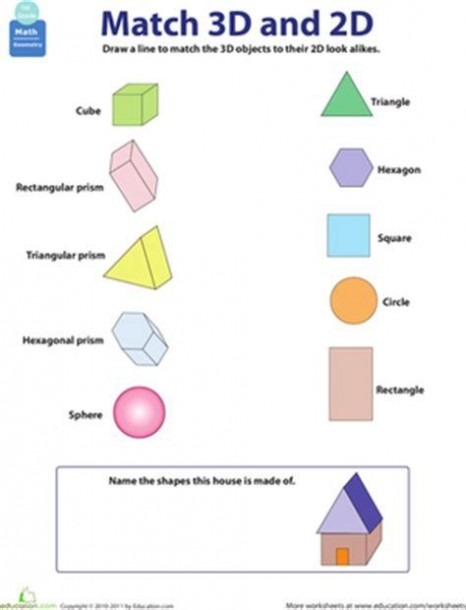 Basic Dimensional 3D Shapes Worksheets