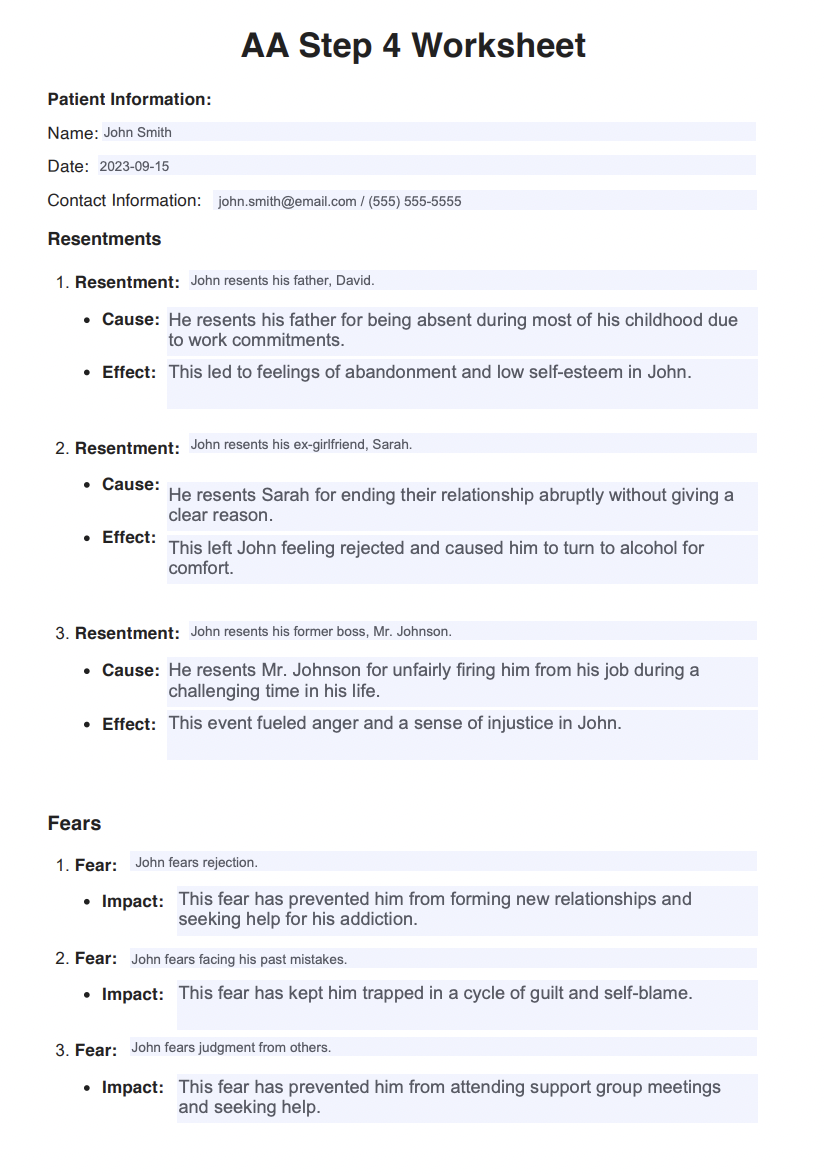 Big Book Recovery Step Four Worksheets Library