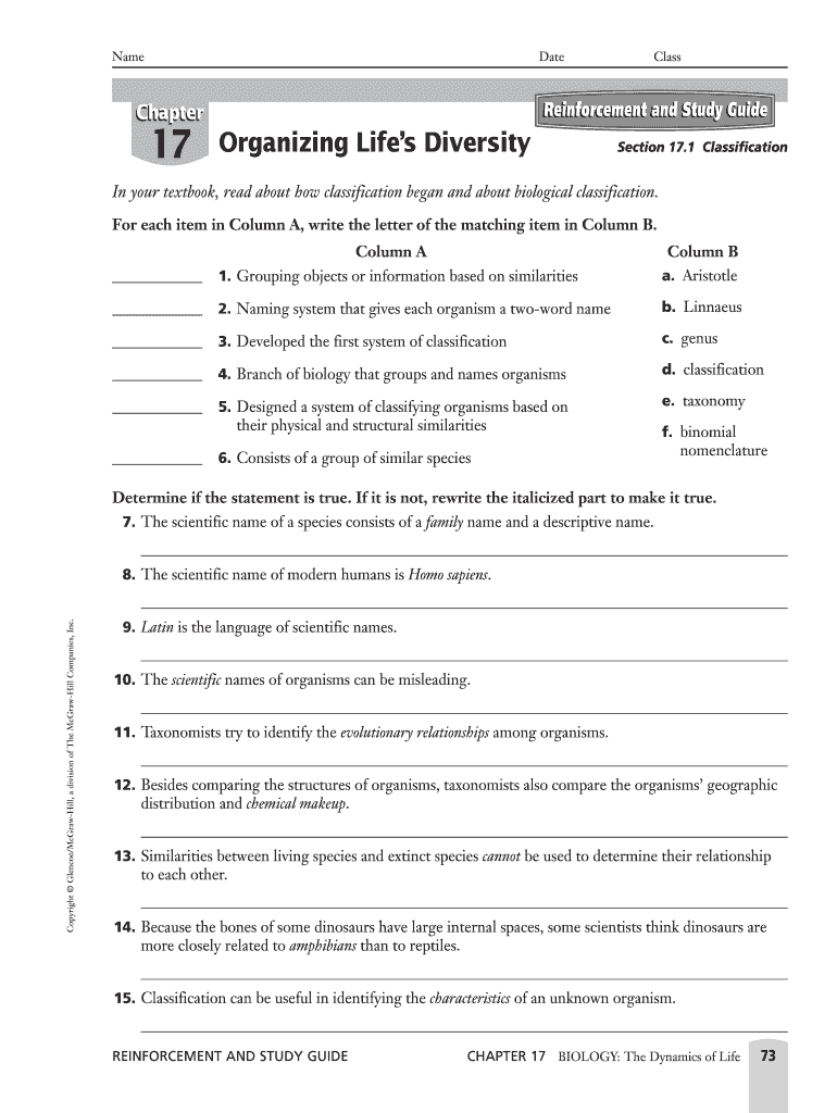 Biology The Dynamics Of Life Answer Key Pdf Fill Online Printable