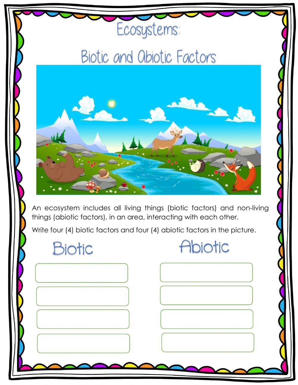 Biotic And Abiotic Factors Worksheet Answers FactorWorksheets