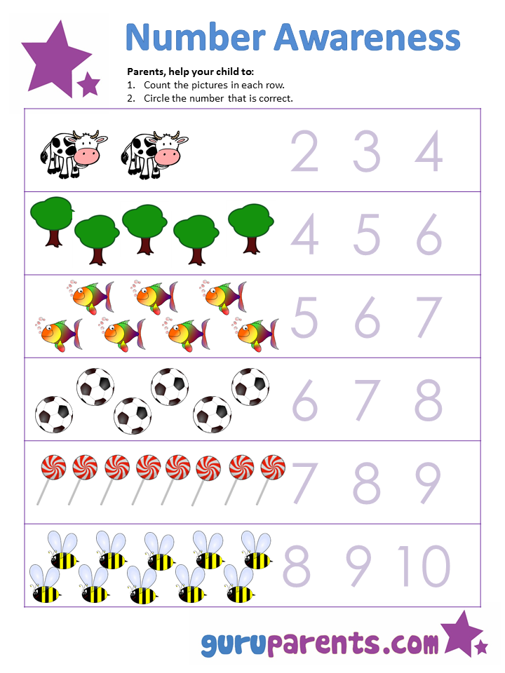 Building Number Awareness Guruparents Worksheets Library