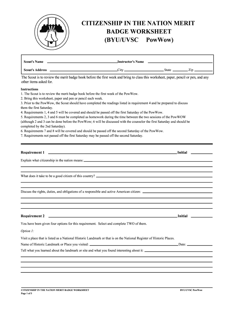 Citizenship In Society Merit Badge Worksheet Fill Out Sign Online 