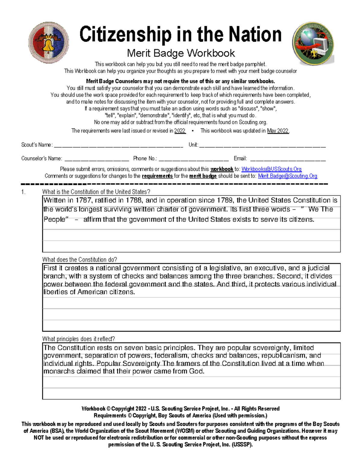 Citizenship In The Nation Citizenship In The Nation Merit Badge 