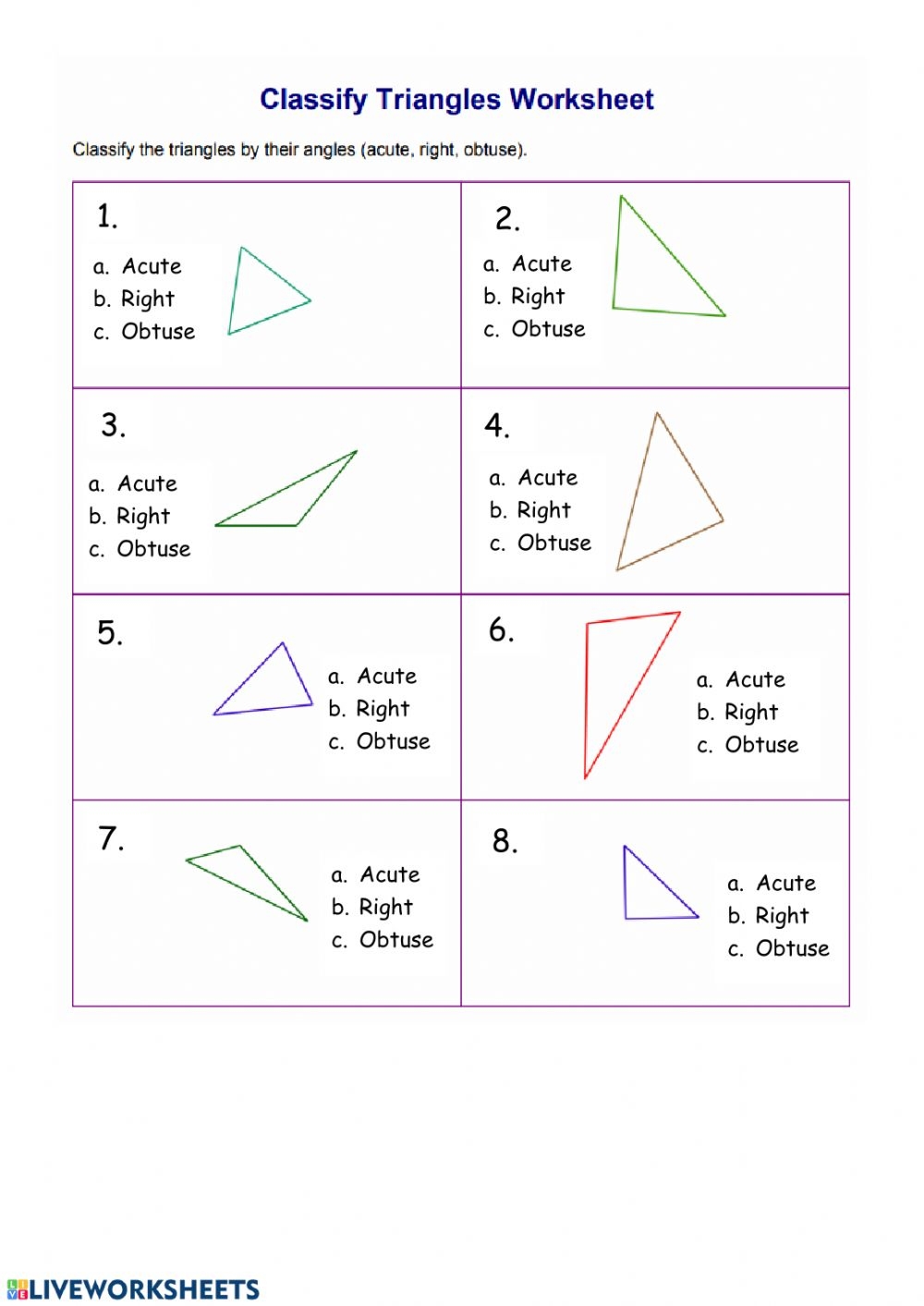 Classify Triangles Worksheet TraingleWorksheets