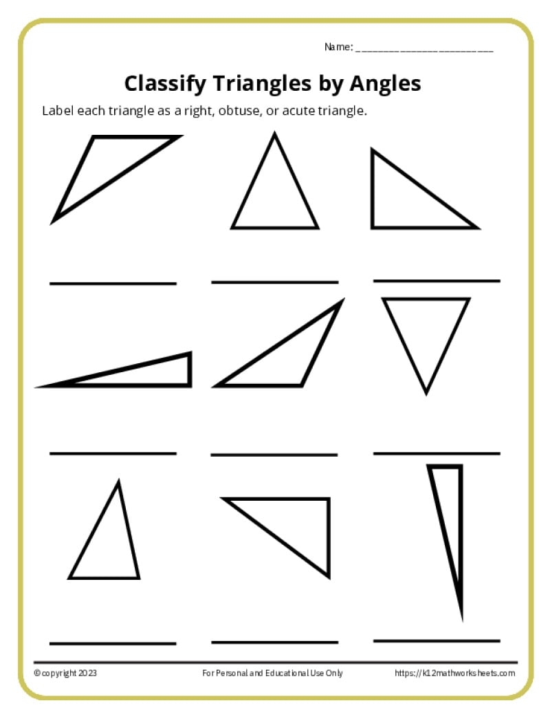 Classifying Triangles Worksheets Free Triangle Classification Poster