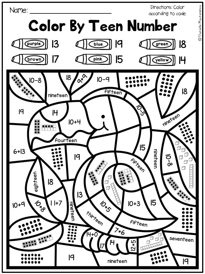 Color Coded Math Worksheets