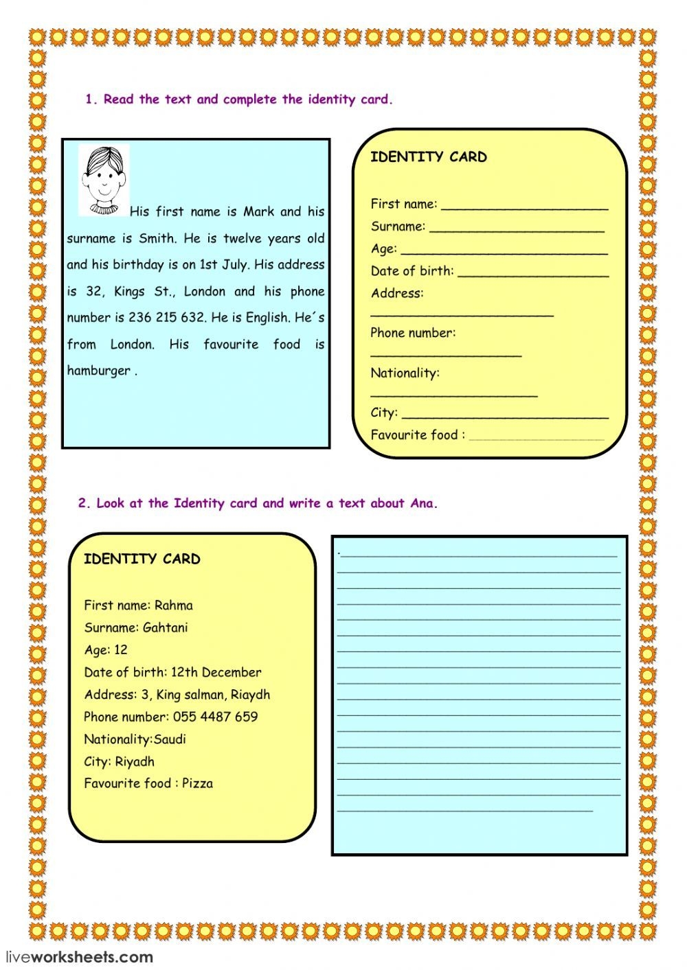 Complete The ID Card Worksheet