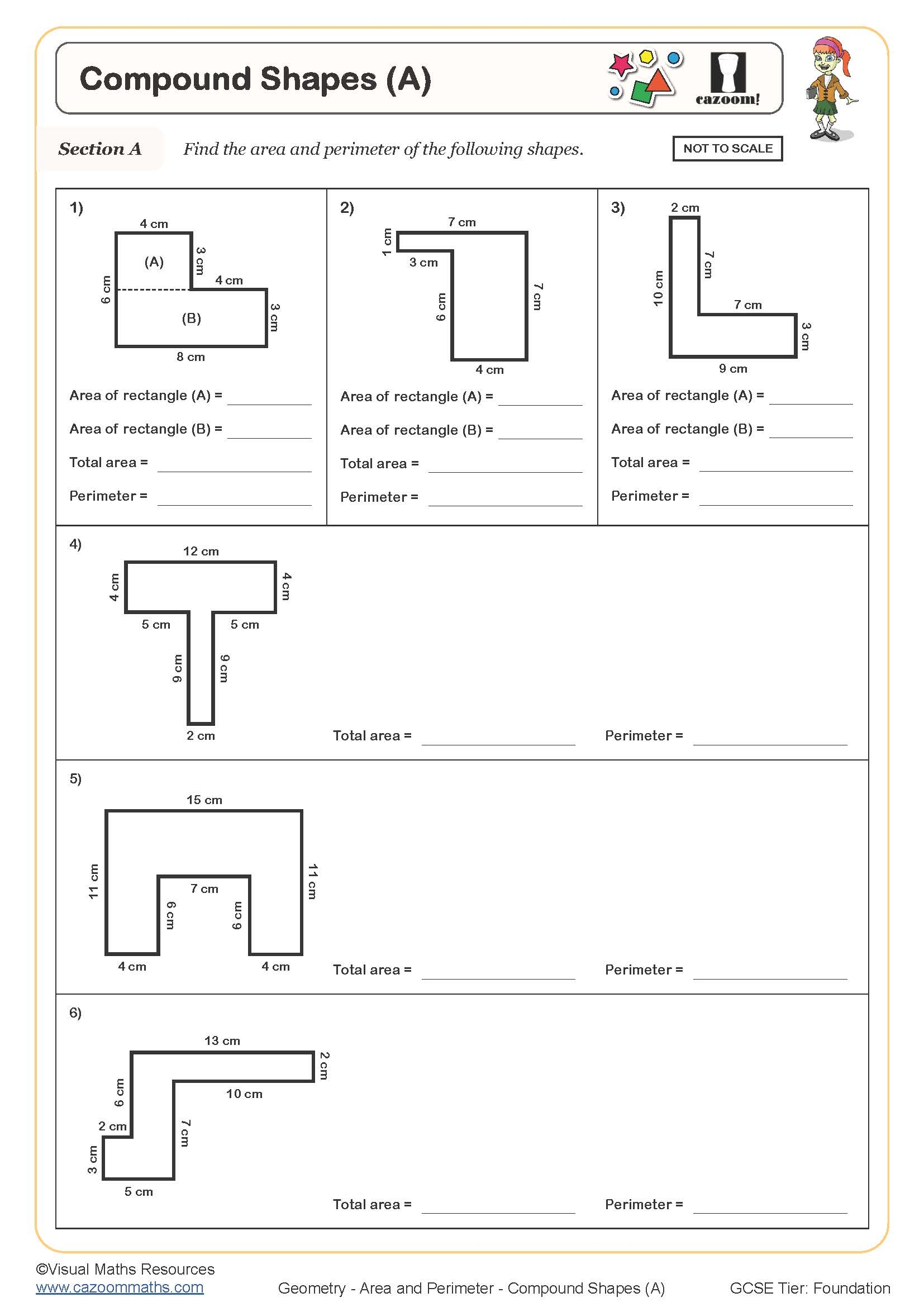 Compound Shapes A Worksheet Cazoom Maths Worksheets Worksheets 