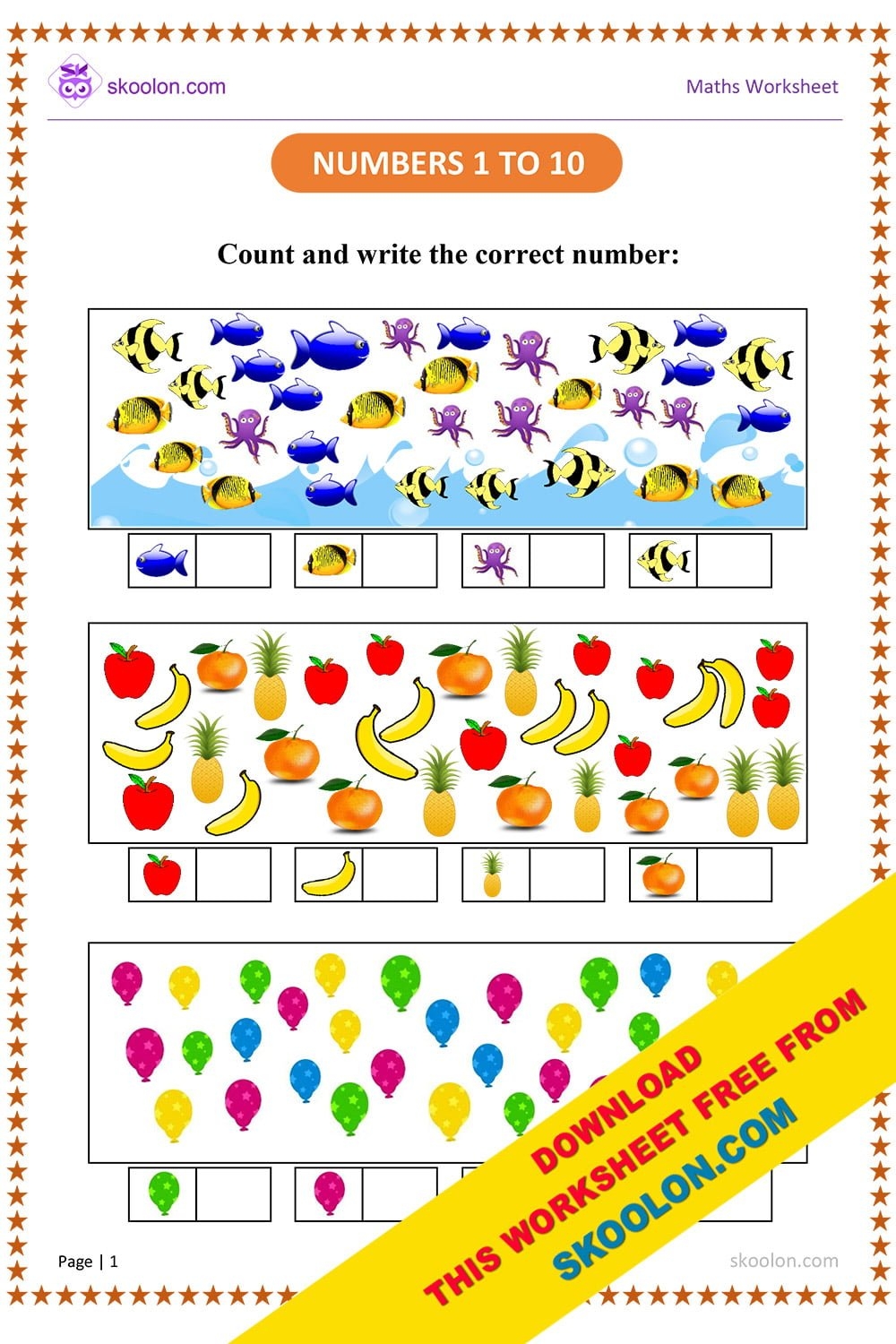 Count And Match Numbers 1 To 20 Worksheet For KG Skoolon