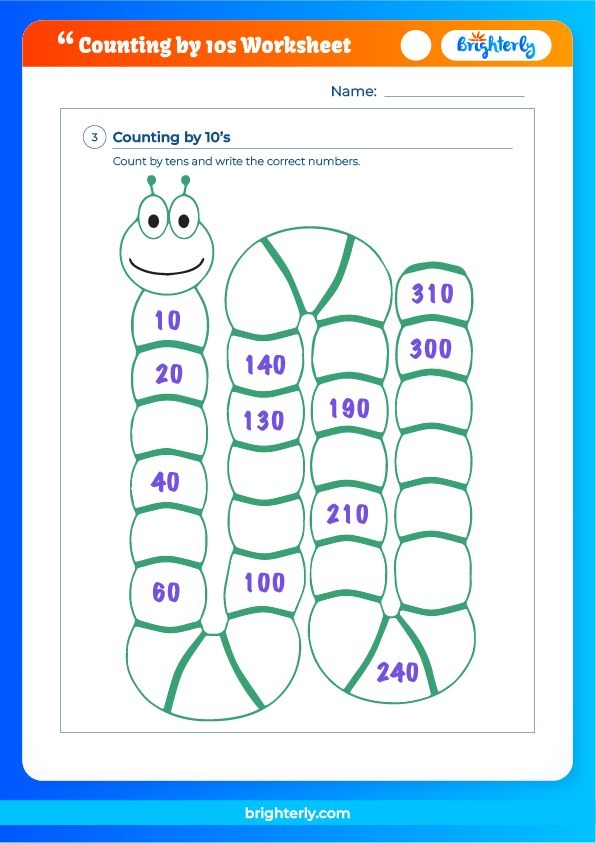 Counting By 10s Worksheet Free