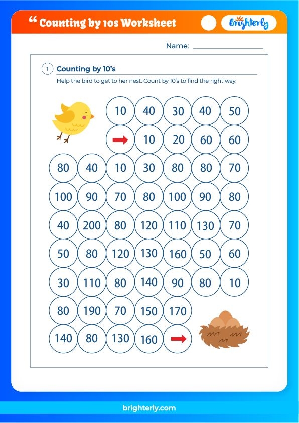 Counting By 10s Worksheet Free
