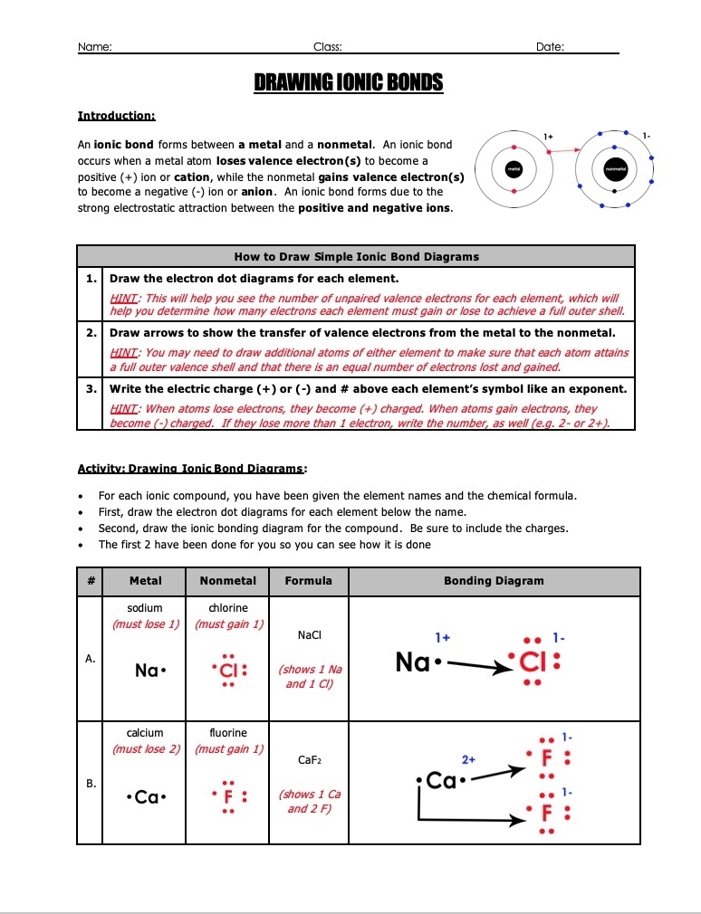 Covalent Bond Ionic Bond Worksheet Ionic Covalent Worksheet PDF