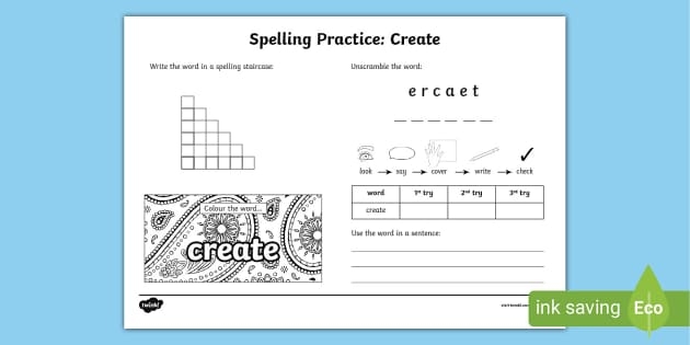Create Spelling Practice Worksheet teacher Made Twinkl