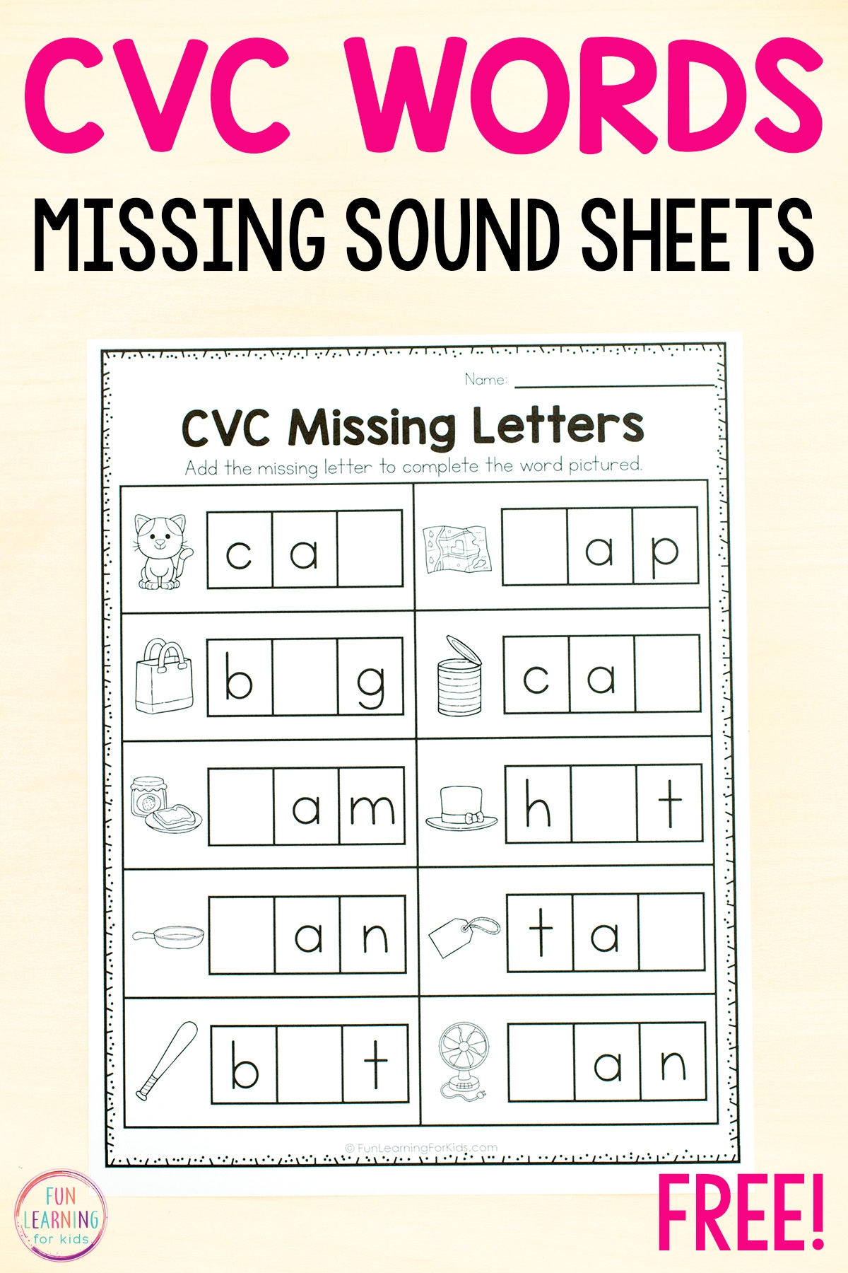 CVC Missing Letter Worksheets For Phonics Practice Worksheets Library