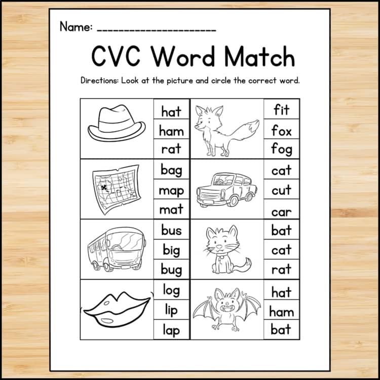CVC Practice Worksheets Phonics Letter Sounds Word Sound Printables