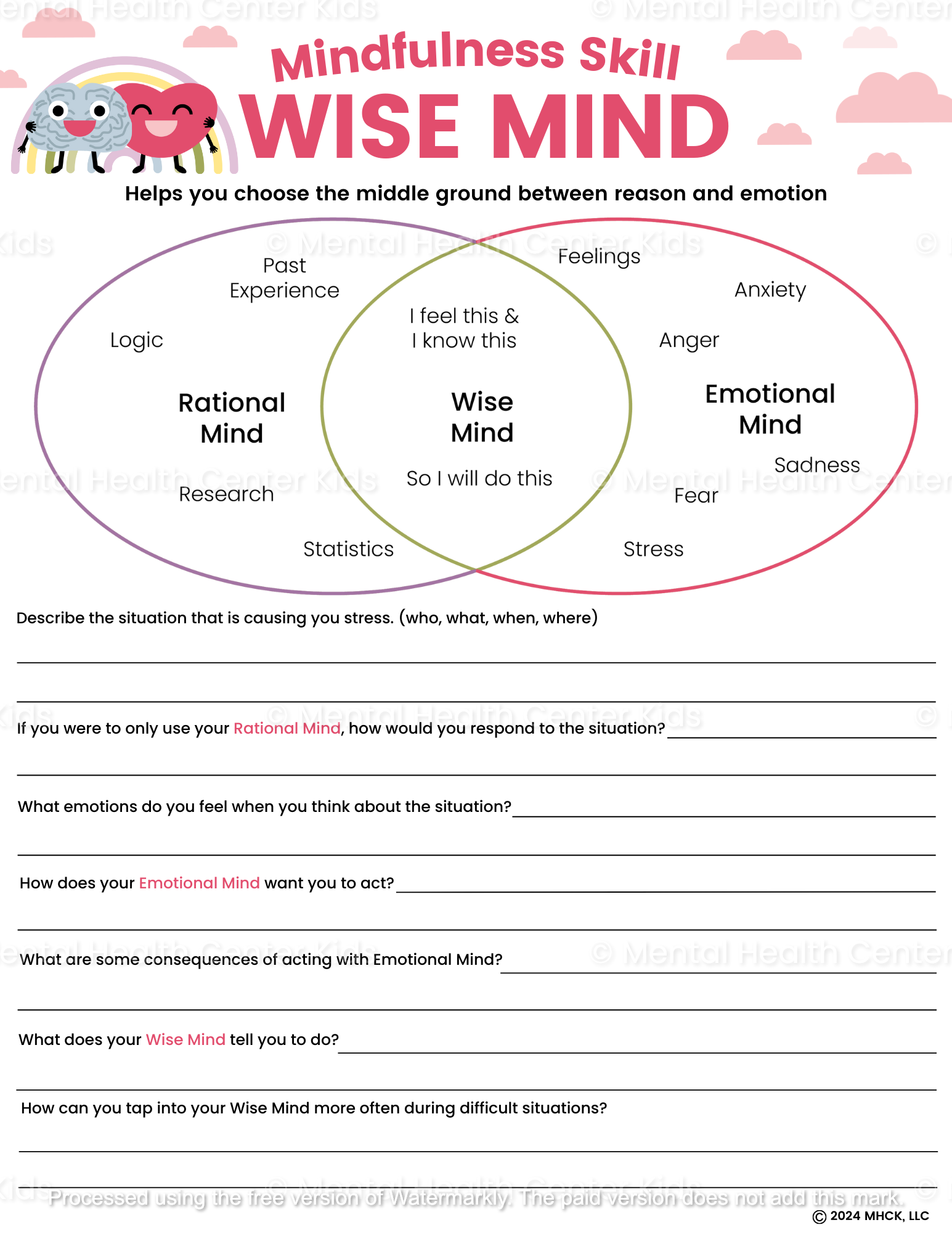 DBT Wise Mind Worksheets DBT Skills DBT Therapy Tools Therapy