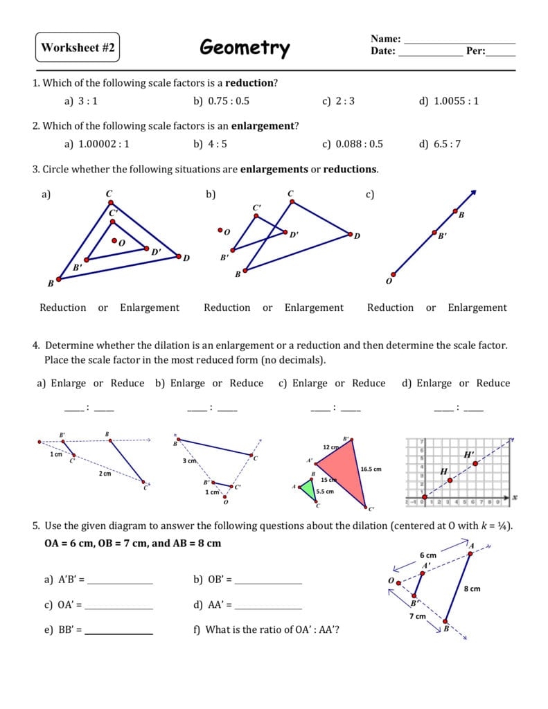 Dilation Scale Factor Worksheet Answers FactorWorksheets