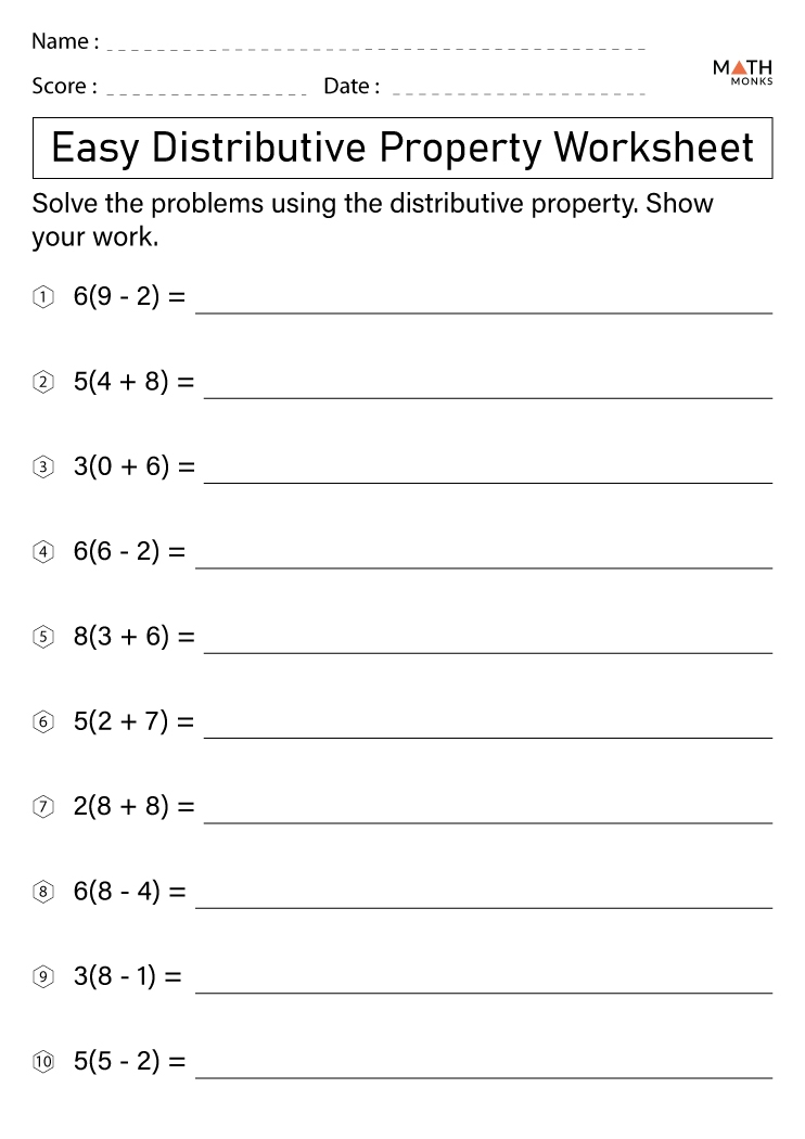 Distributive Property Worksheets With Answer Key