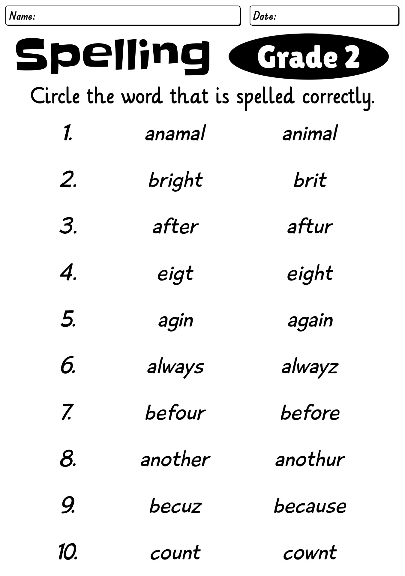 English Worksheet For 2nd Grade Two Letter Blend Words Spelling