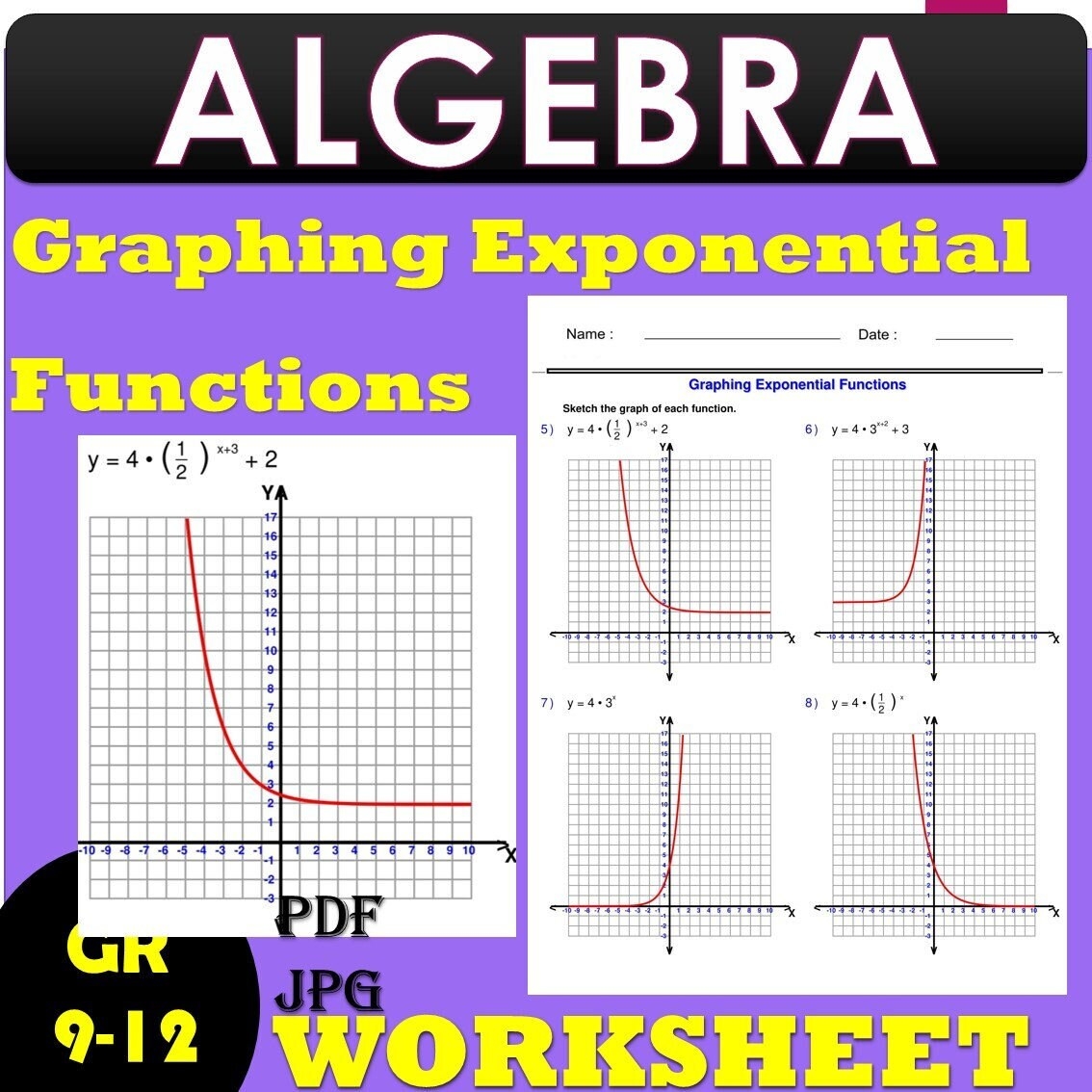 Exponents Worksheets Graphing Exponential Functions Worksheet 