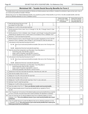 Fillable Online Worksheet VIII Taxable Social Security Benefits For 