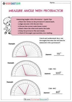 Find Angle Measure With Protractor On Page Worksheet