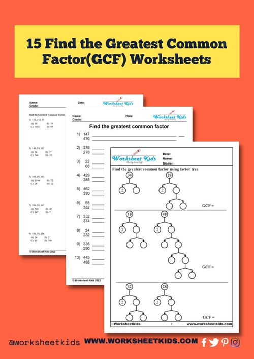 Find The Greatest Common Factor Worksheets Free Printable PDF