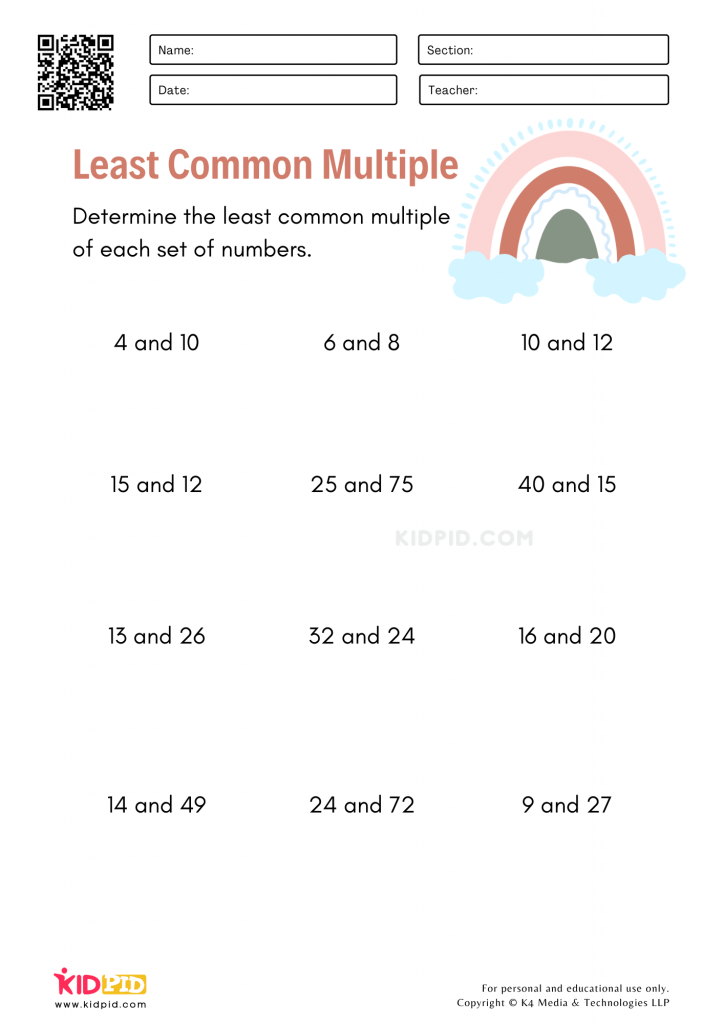 Finding Lcm Worksheet Least Common Denominator Worksheets
