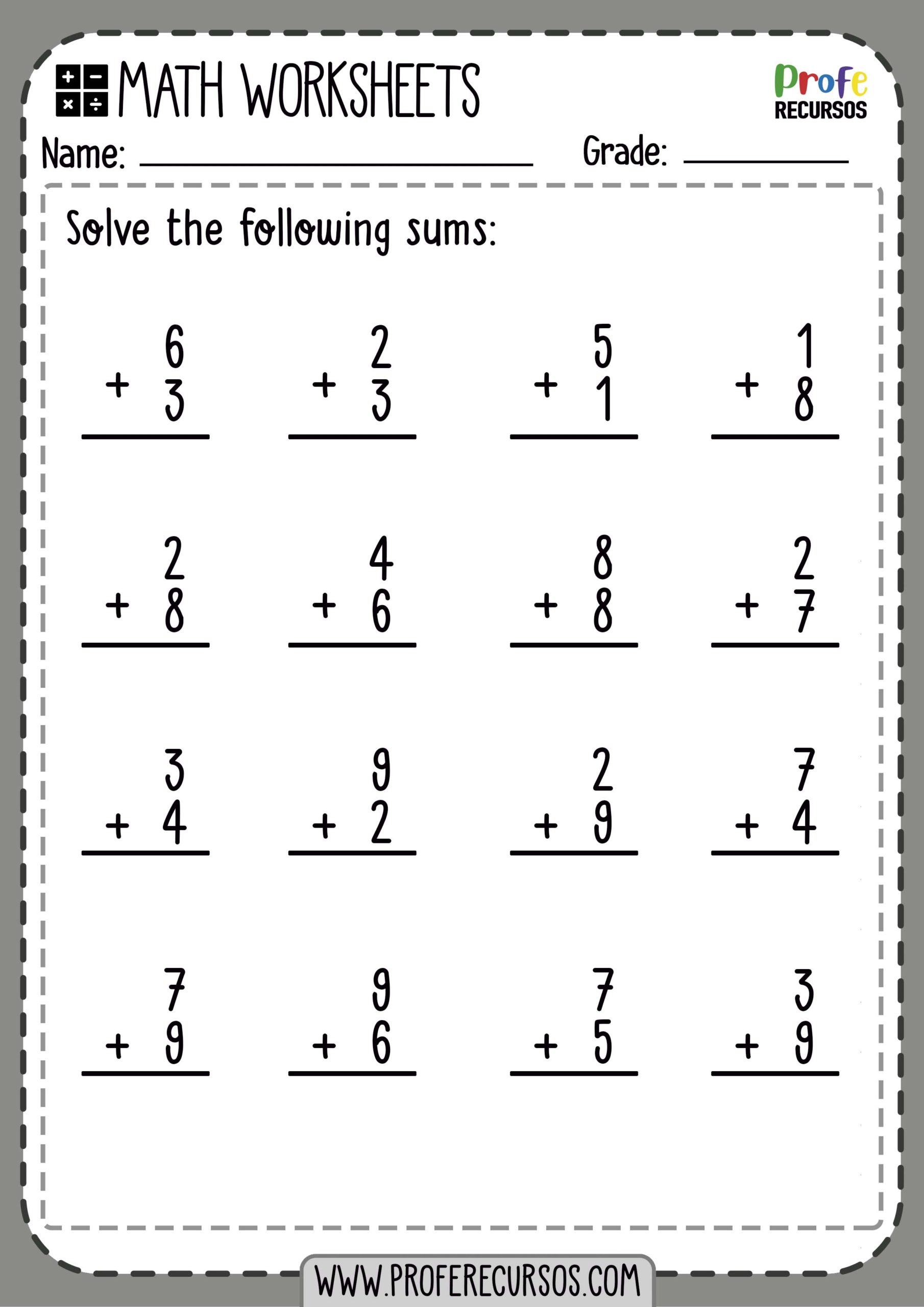 First Grade Addition Worksheets First Grade Addition Worksheets