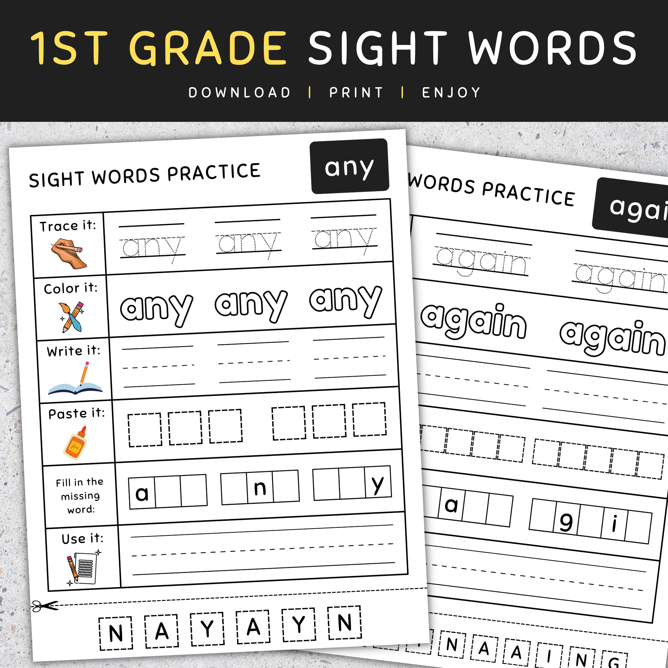 First Grade Sight Words 1st Grade Sight Words Worksheets SET 2 