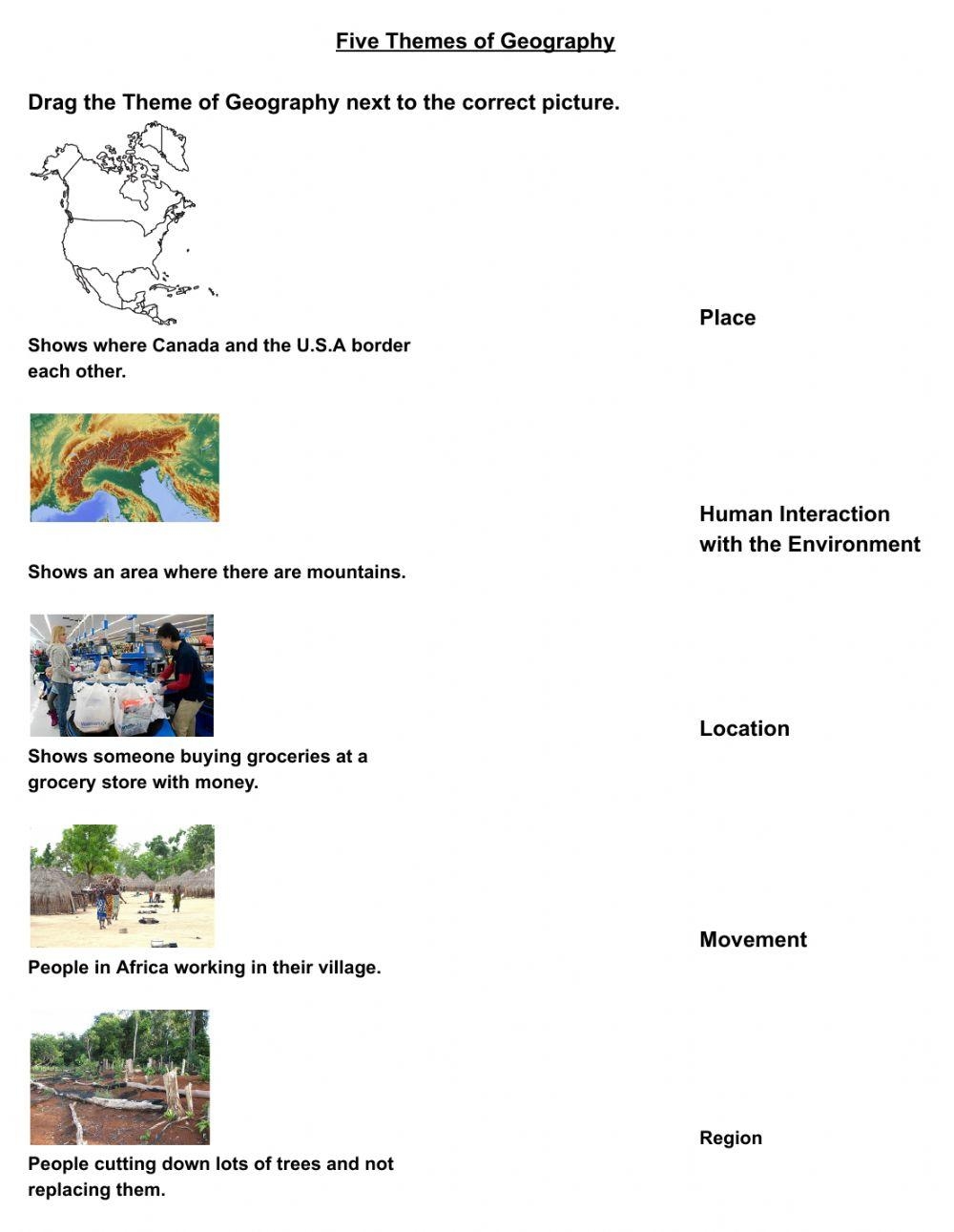 Five Themes Of Geography Worksheet Live Worksheets Worksheets Library