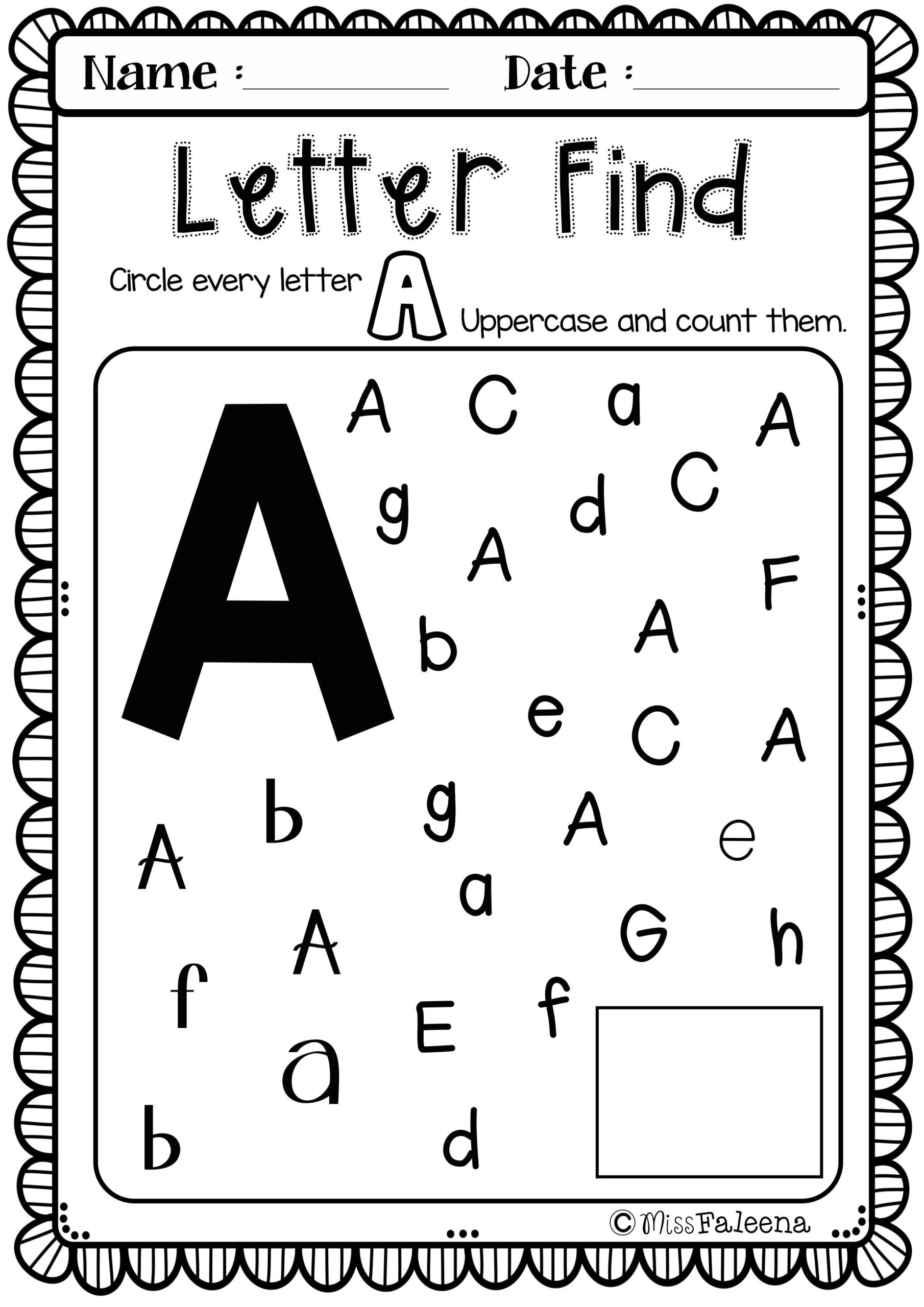 Free Alphabet Letter Of The Week A Preschool Worksheets Letter Find 