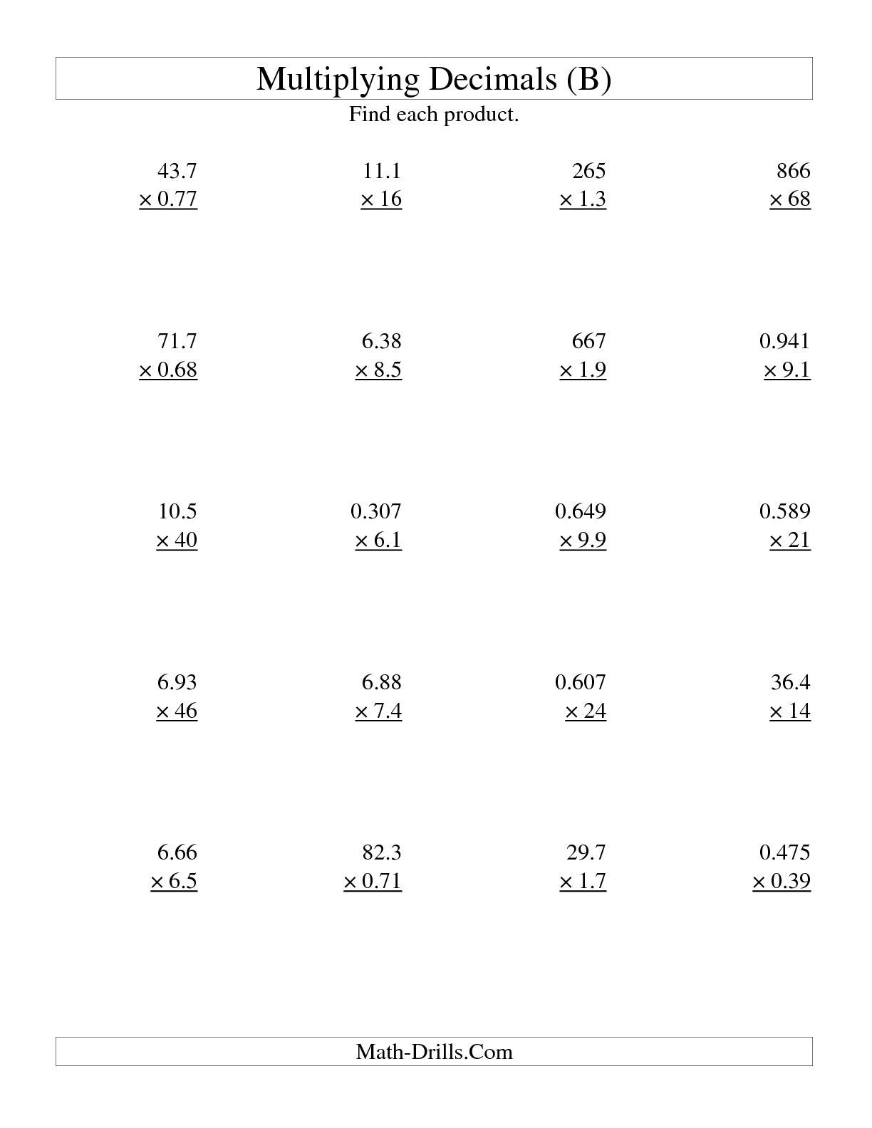 Free Decimal Multiplication Worksheets Practice Now 