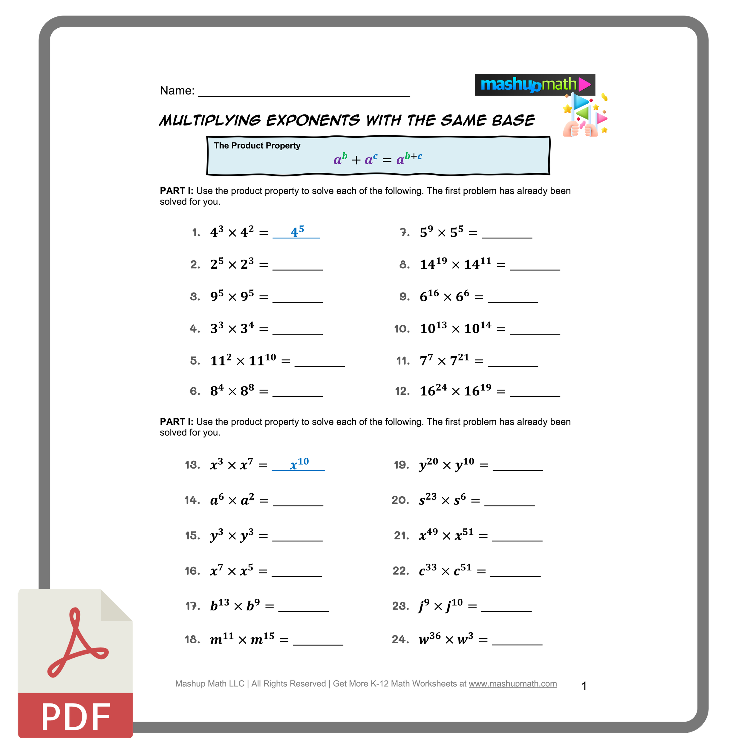 Free Exponents Worksheets Printable With Answers Mashup Math