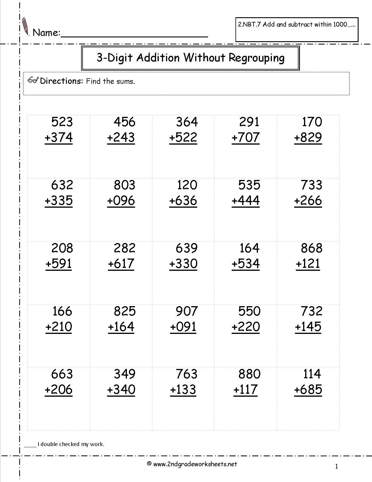 Free Math Worksheets 2nd Grade Addition And Subtraction Free Printable