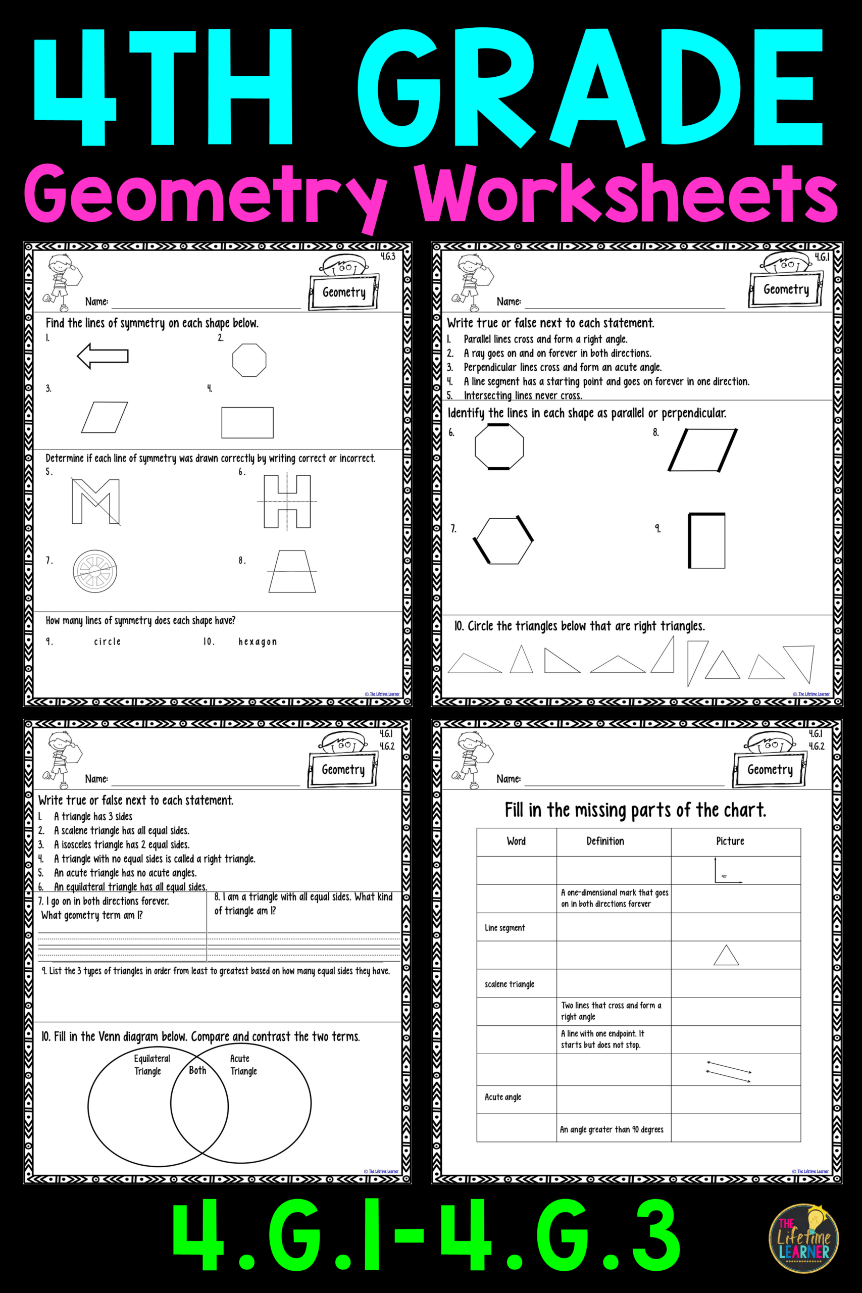 Free Math Worksheets For 4th Grade Geometry