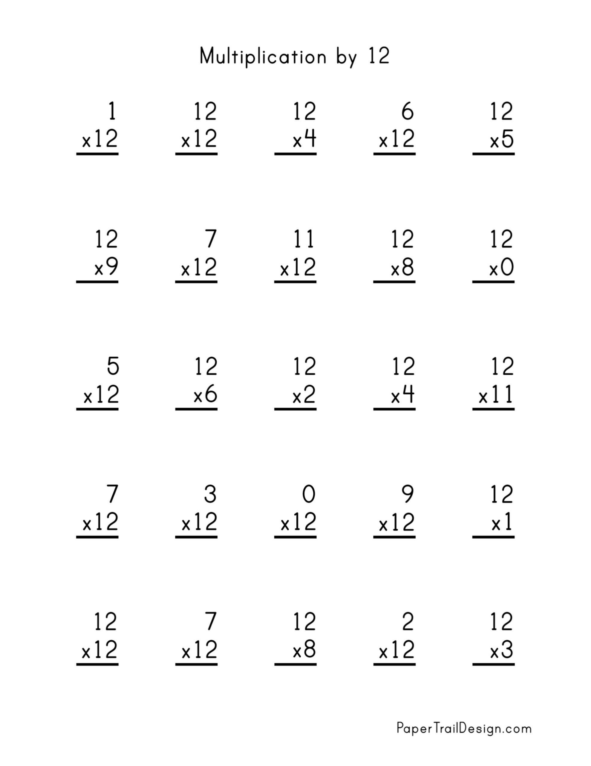 Free Multiplication Worksheets 1 12 Paper Trail Design Worksheets 