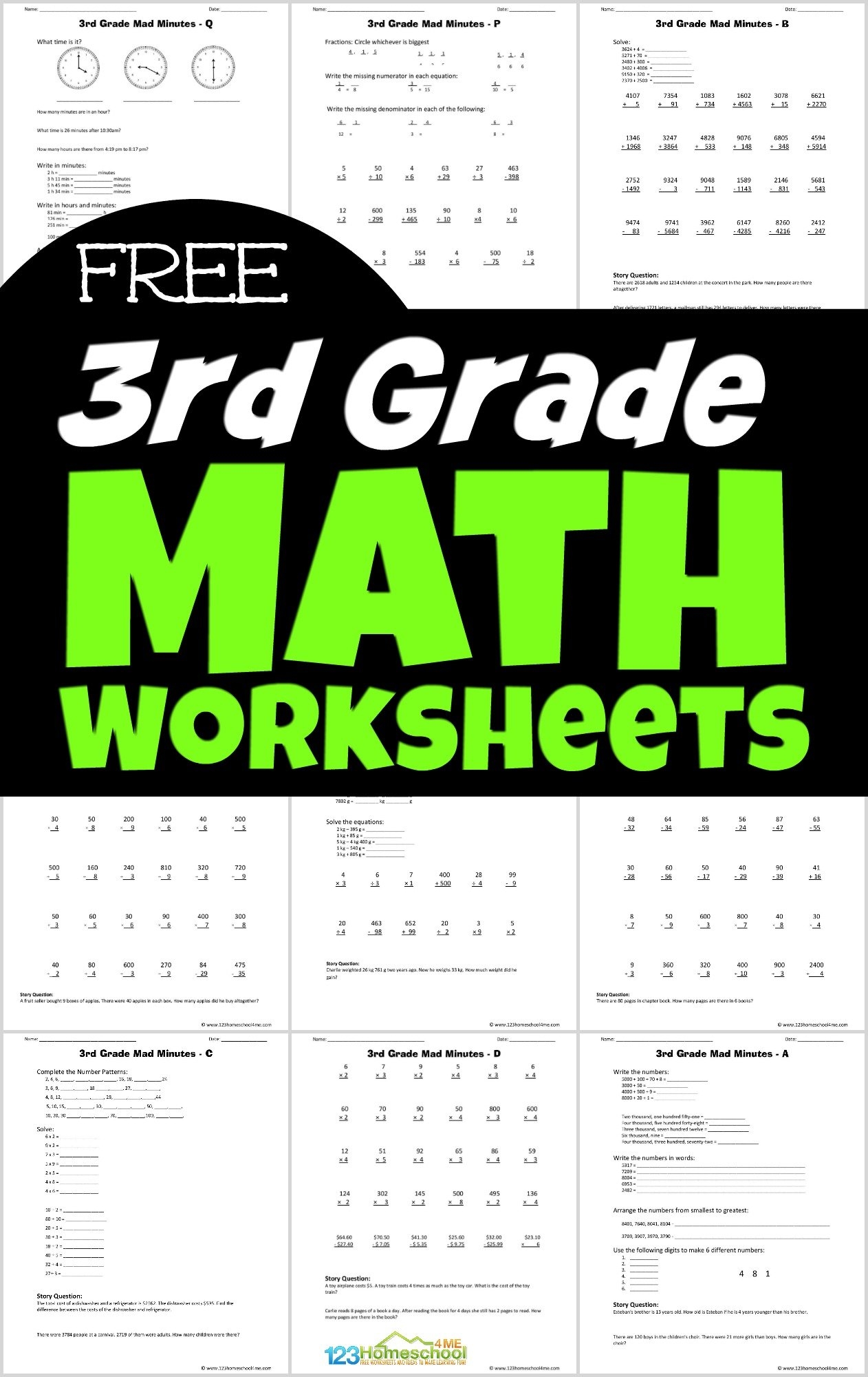 FREE Printable 3rd Grade Math Minutes Worksheets Pdf 55 OFF
